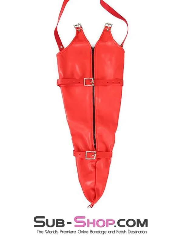 0602M      Locked in Lust Red Zippered Armbinder with Locking Straps