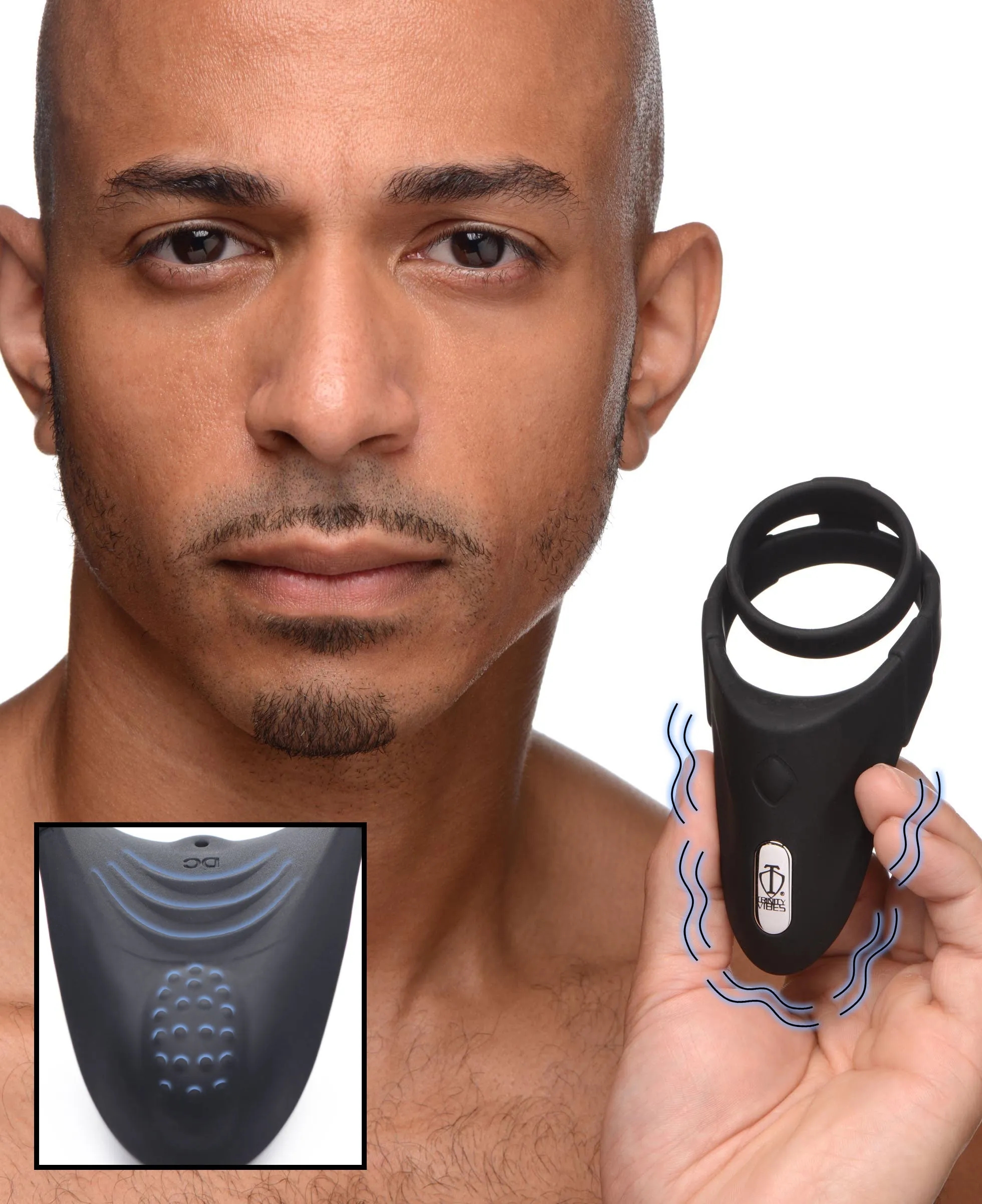 10X Silicone Cock Ring with Vibrating Taint Stimulator