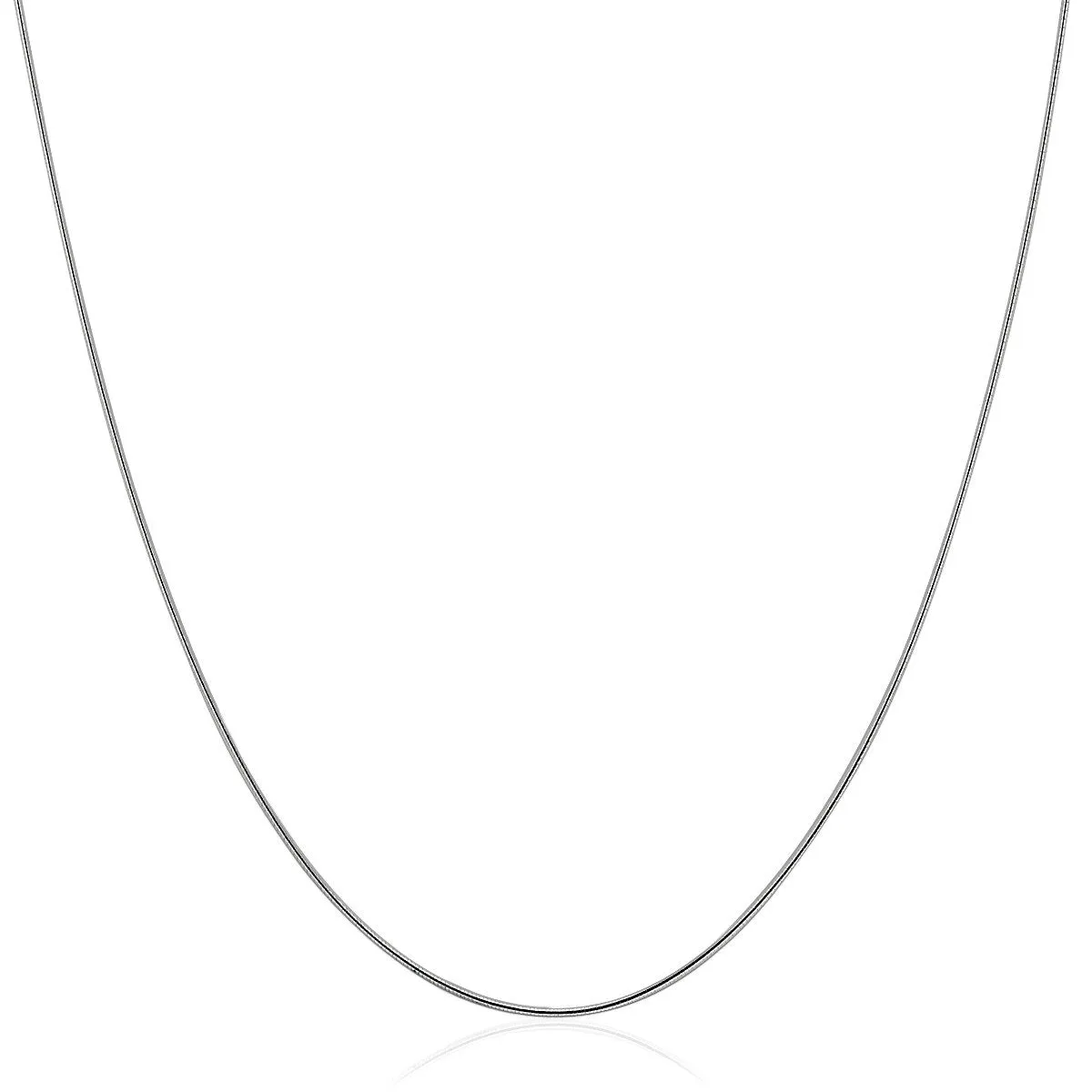 14k White Gold Thin Motif Round Omega Necklace