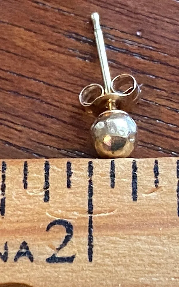 14k Yellow Gold Small Ball Bead Stud Pierced Earring