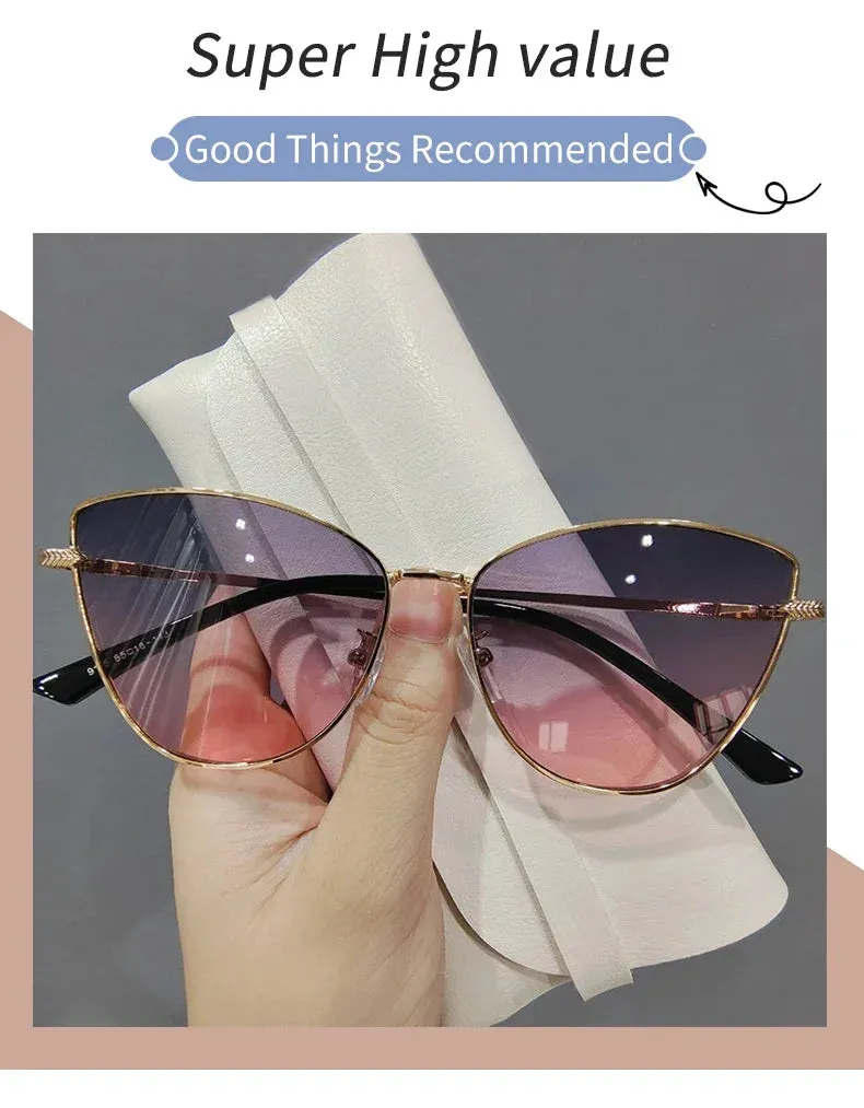 2024 Sexy Classic Vintage Cat Eye Sunglasses Woman Vintage Sun Glasses Female Ladies Cat Eye Sunglass 2024 Metal Frame Glasses