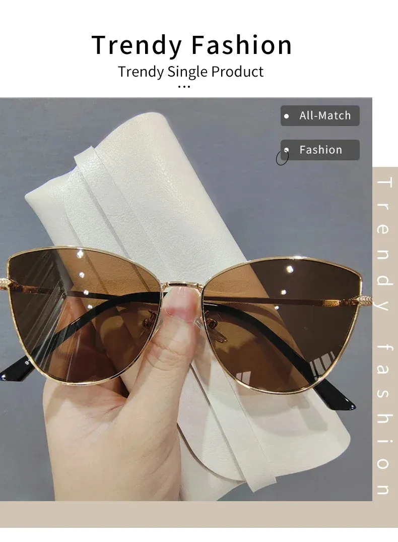 2024 Sexy Classic Vintage Cat Eye Sunglasses Woman Vintage Sun Glasses Female Ladies Cat Eye Sunglass 2024 Metal Frame Glasses