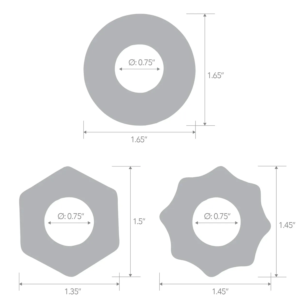 3-Pack Nuts & Bolts Stretch Cock Ring Set by Blue Line