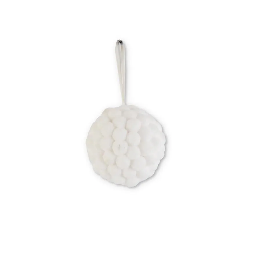 4" White Pom Pom Ball Ornament