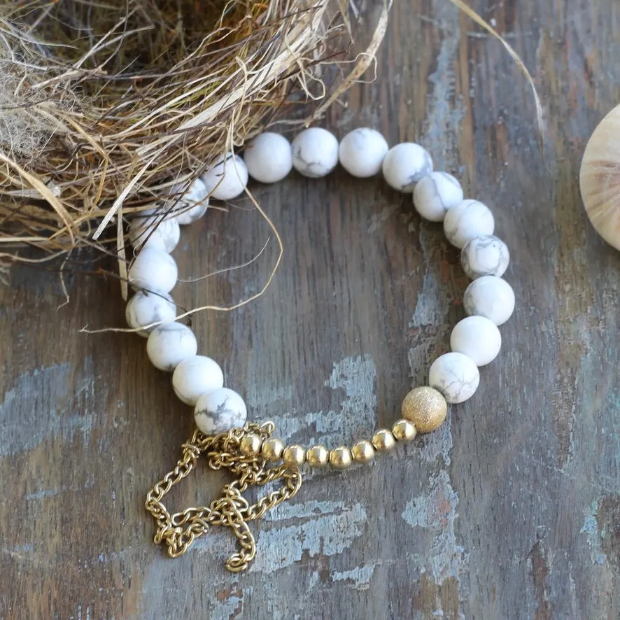 8mm Howlite with 14 Kt Gold-Filled beads and Chain