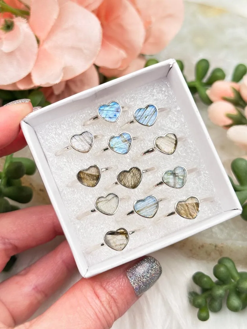 925 Labradorite Heart Ring