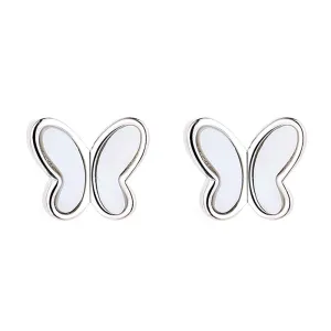 925 Silver Shell Butterfly Ball Back Earrings