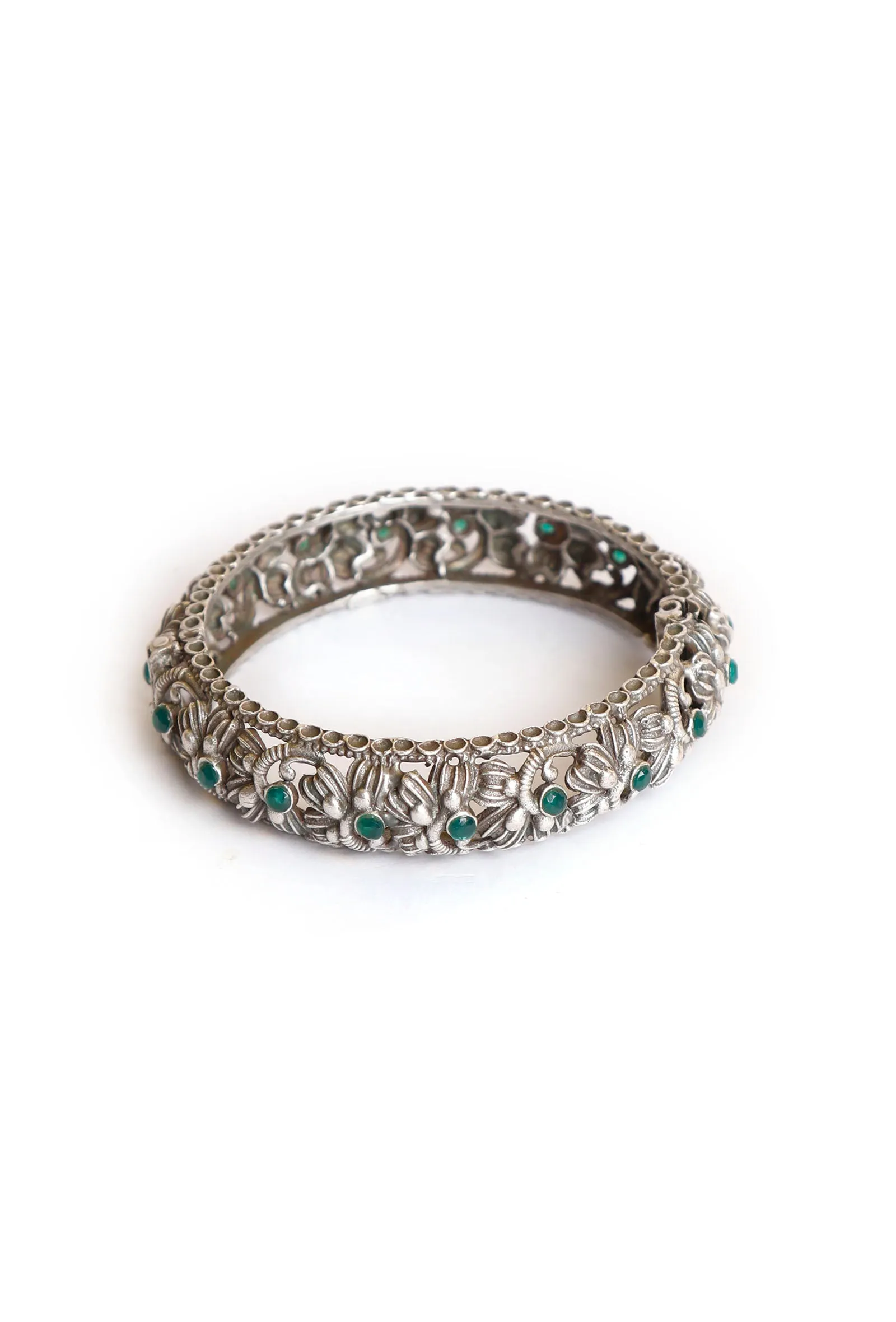 Abiha Green Stone Brass Bangle