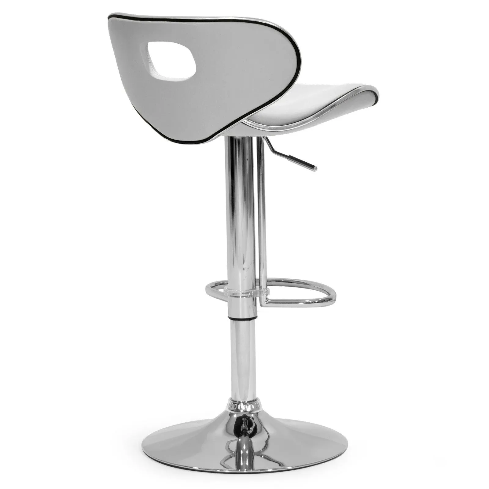 Adria White PU Leather Chrome Frame Adjustable Height Swivel Bar Stool (Set of 2)