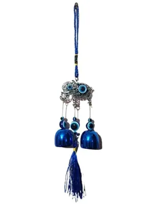 AG Unique Collection Steel and Metal Evil Eye Hanging for Protection, Good Luck Charm Wind Chimes and Prosperity at Office and Home H-28cm ( Random Design Will be Sent)