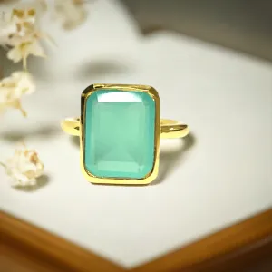 Amia Aqua Chalcedony Large Square Stone Ring