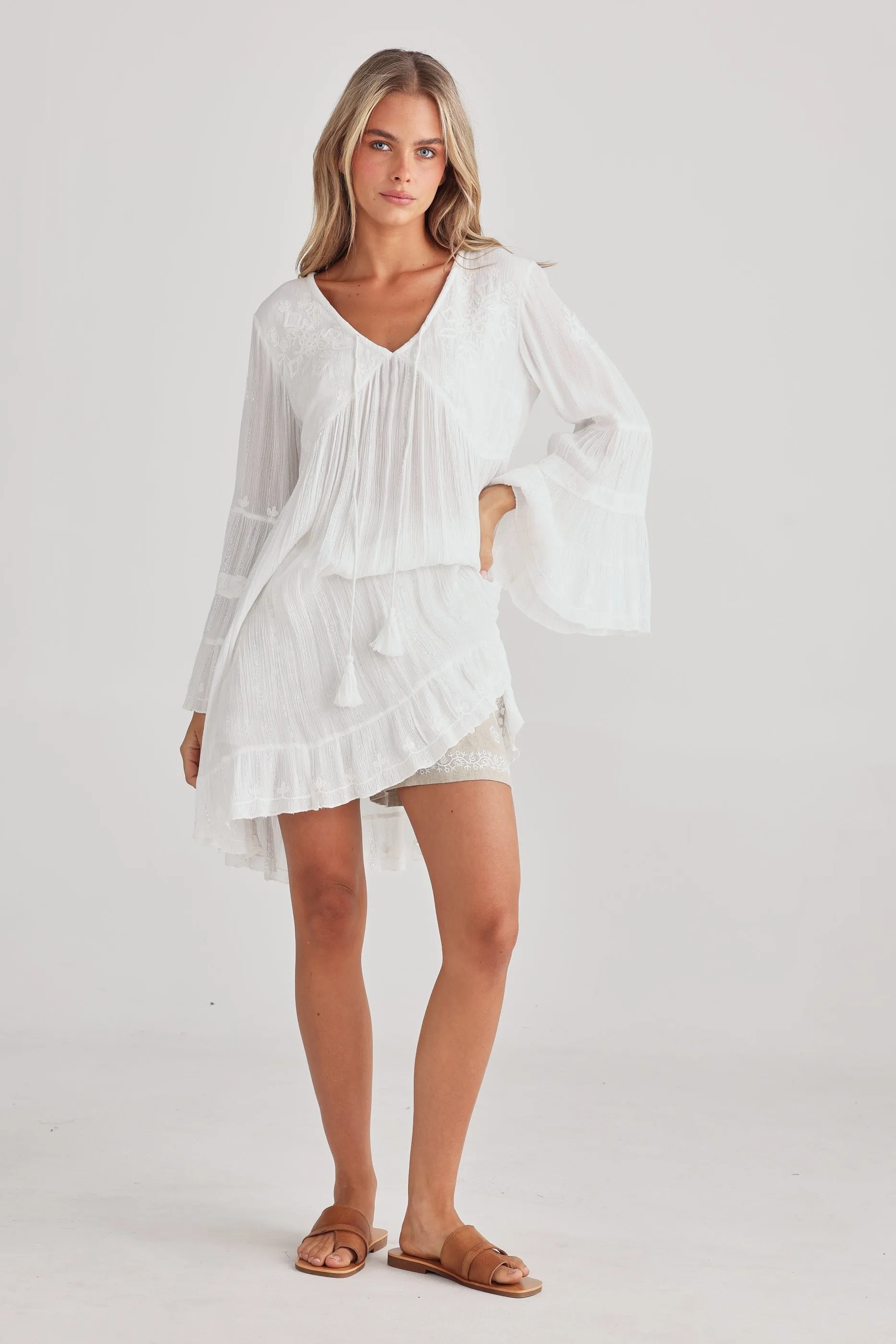 Aneesa Tunic in Off White Lurex