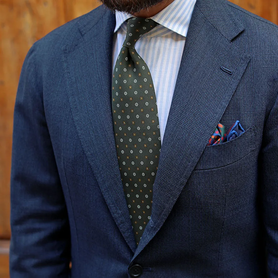 Anniversary Collection - Floral Printed Silk Tie - Olive