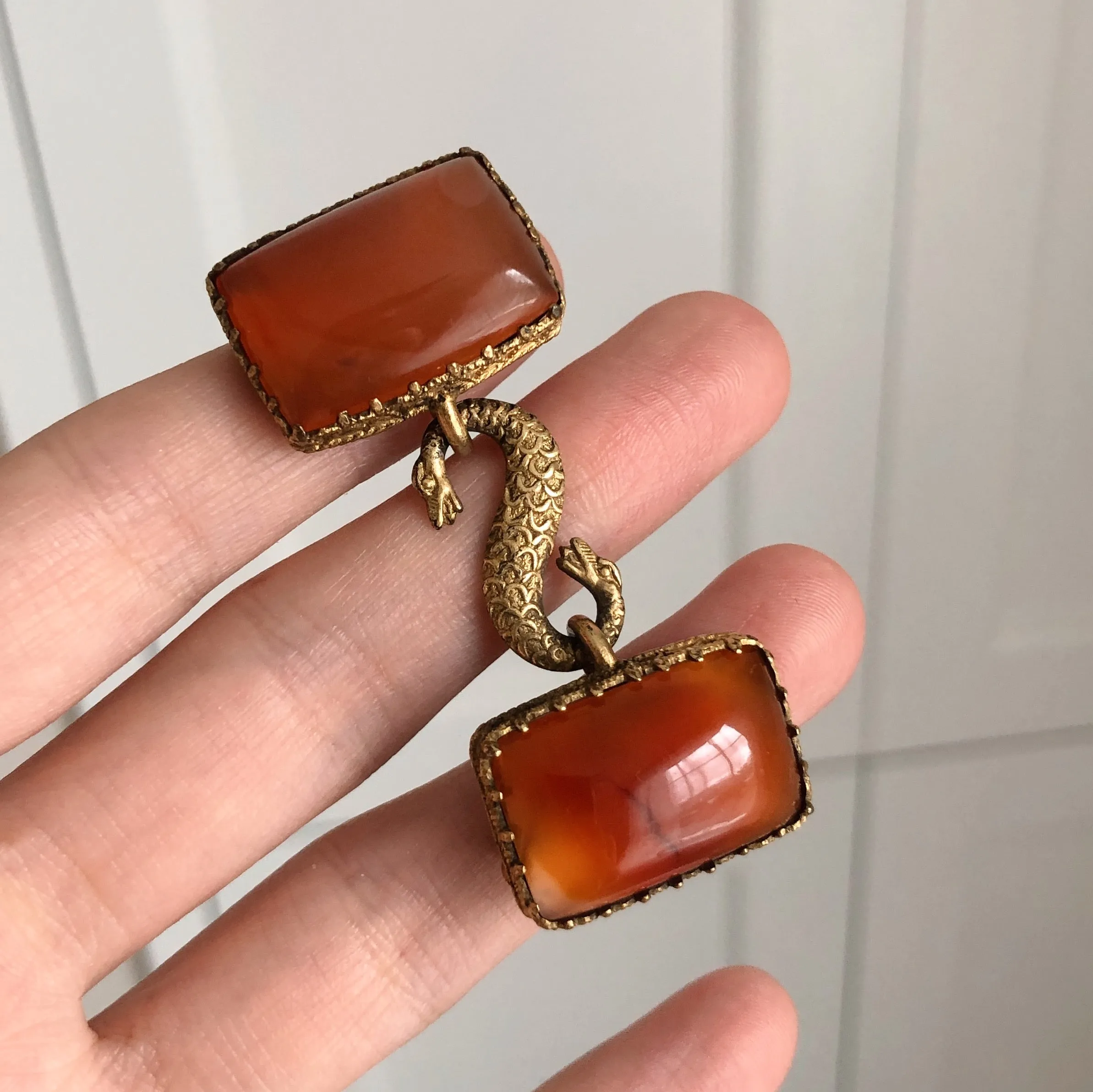 Antique Georgian Gold Metal Carnelian Snake Buckle