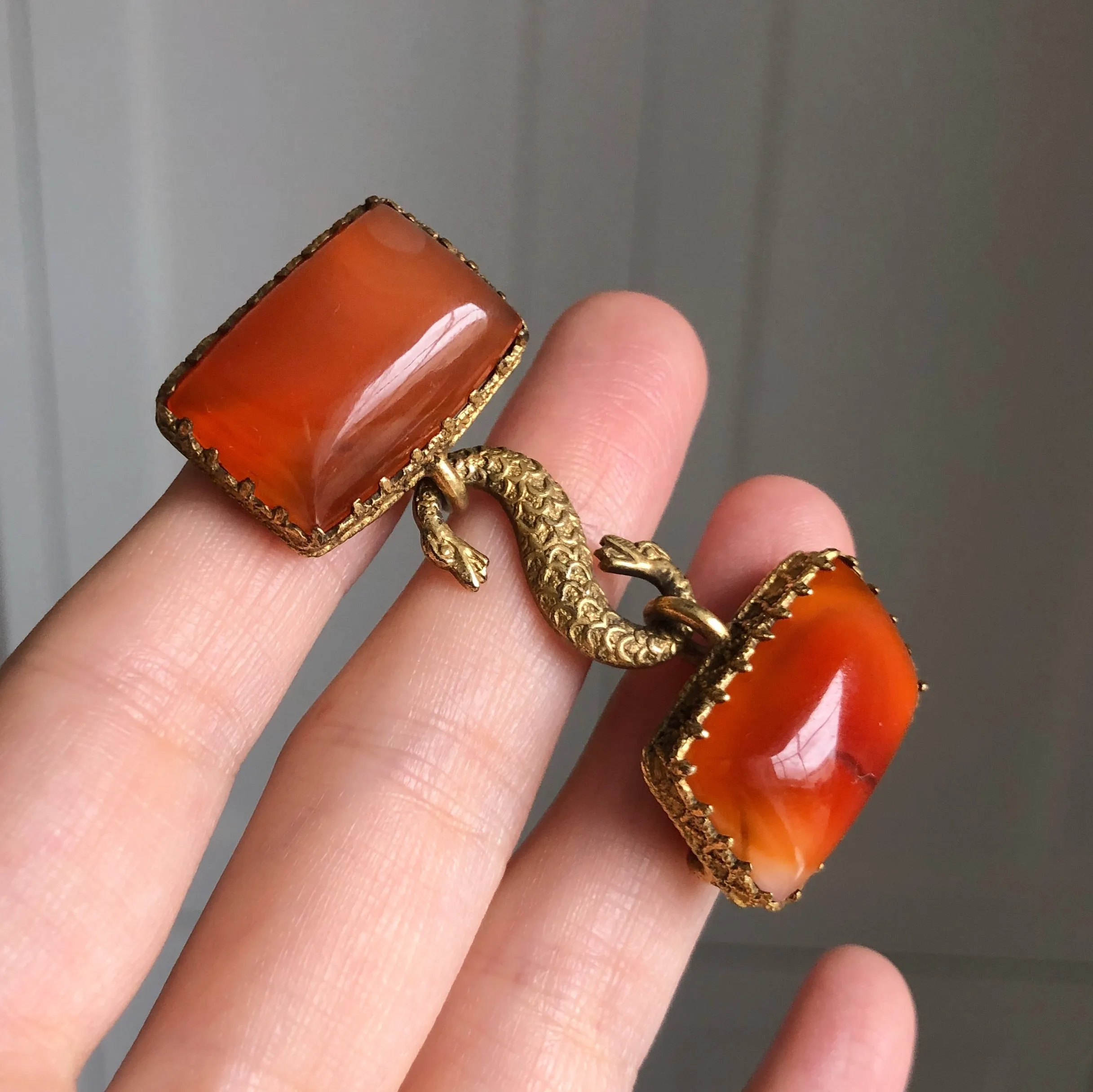 Antique Georgian Gold Metal Carnelian Snake Buckle