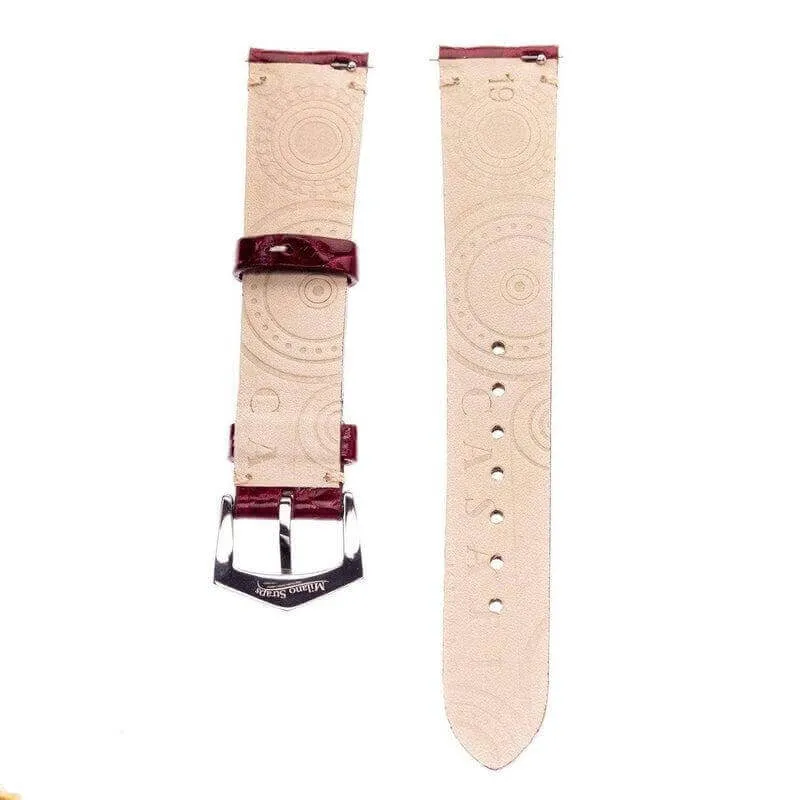 Apple Watch Leather Band ™  Burgundy Alligator Millennium Minimal Stitches Watch Strap