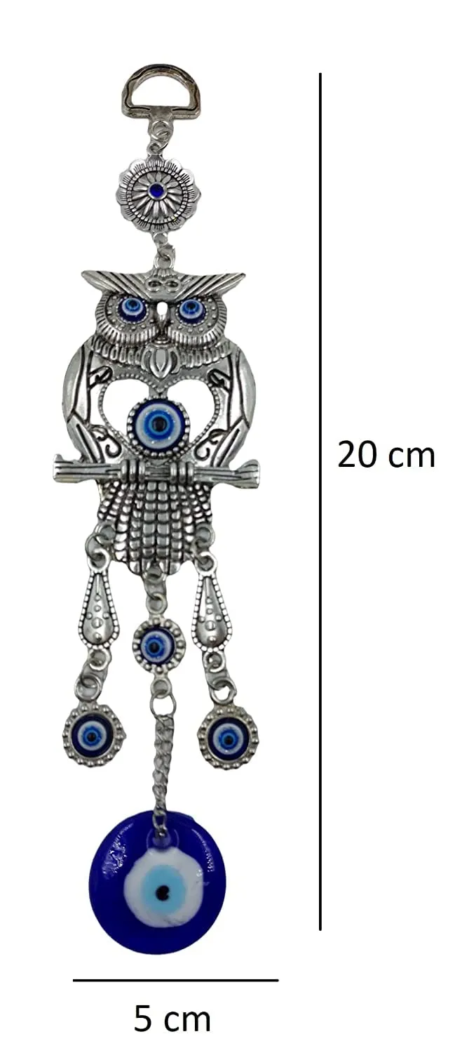 ARTISKRITI Evil Eye Hanging Home Wall Hanging Decorative Items Nazar Battu for Home Protection, Good Luck Charm and Prosperity (Silver Blue)