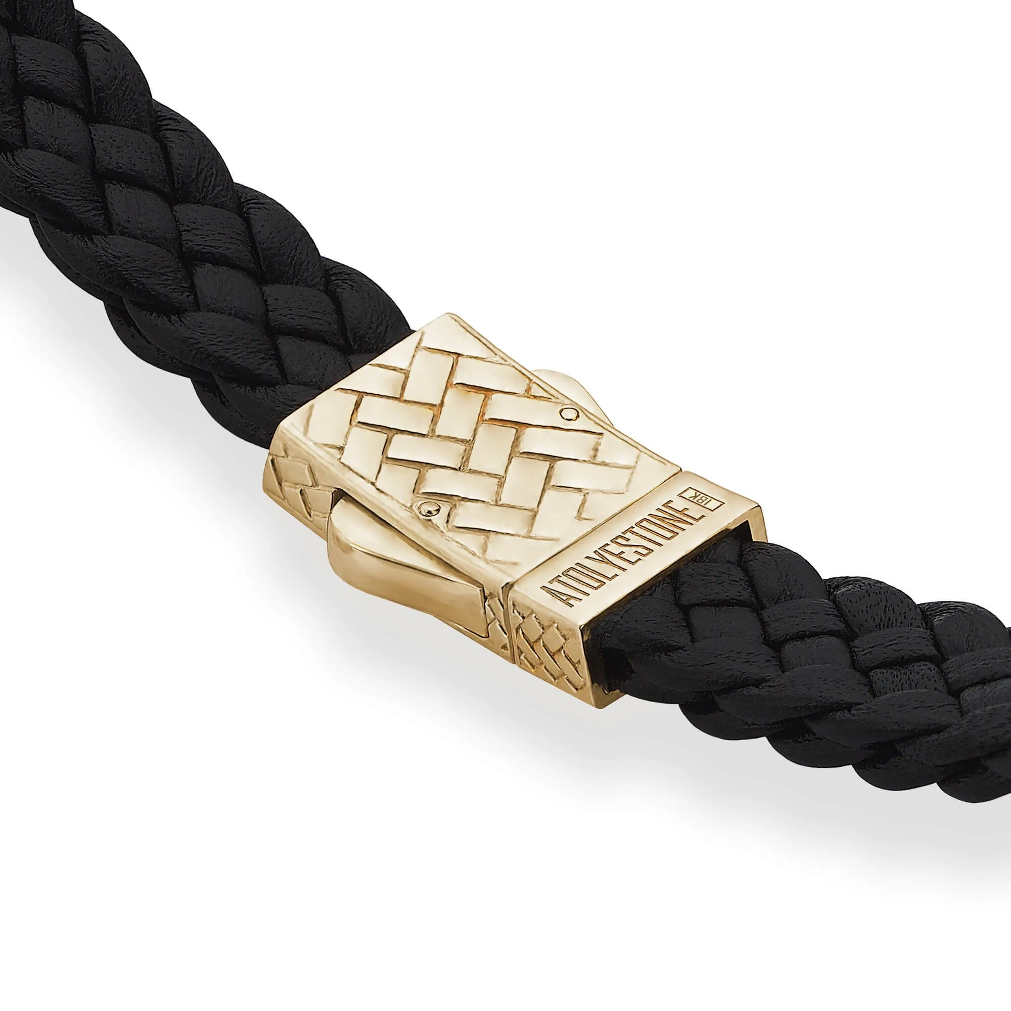 Atolyestone Iconic Leather Bracelet in Gold