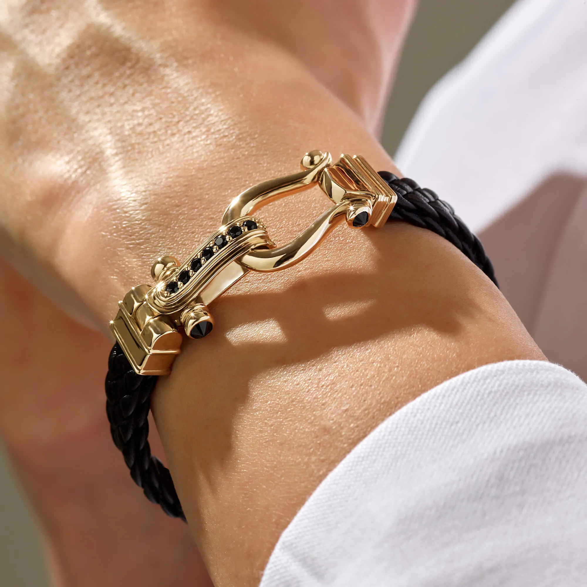 Atolyestone Iconic Leather Bracelet in Gold