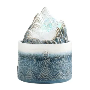 ATORSE® Tabletop Fountain USB Meditation Water Feature for Desk Decor Blue White