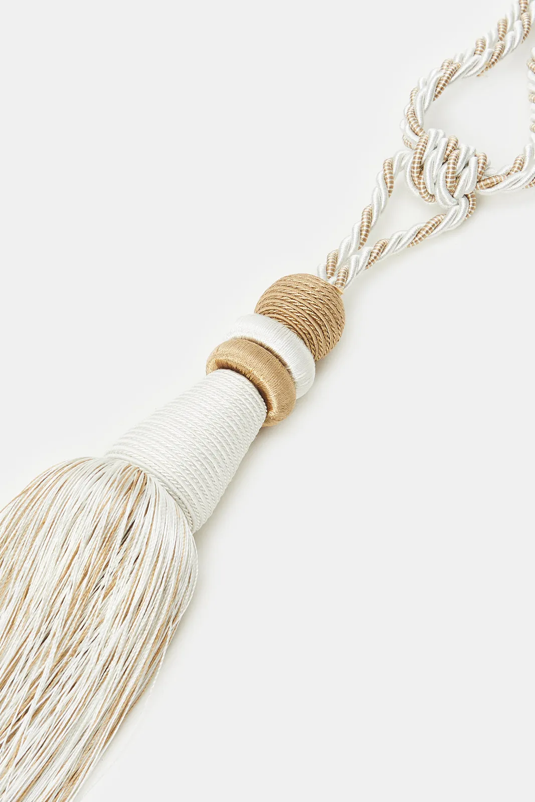 Beige/Ivory Tie Back With Tassel