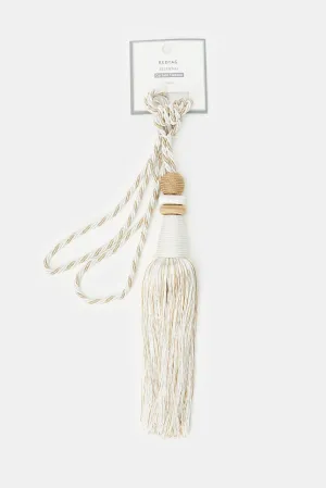 Beige/Ivory Tie Back With Tassel