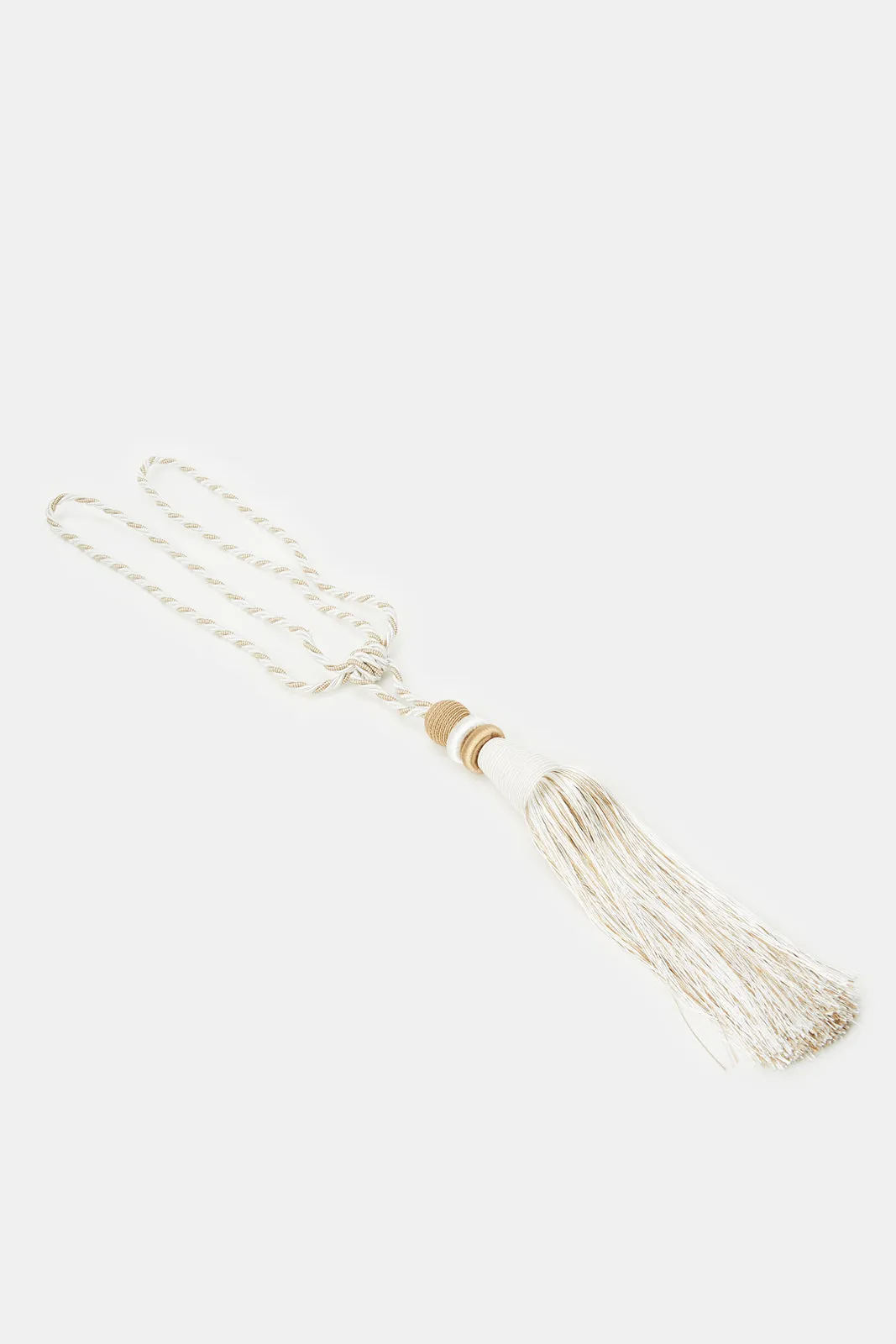 Beige/Ivory Tie Back With Tassel