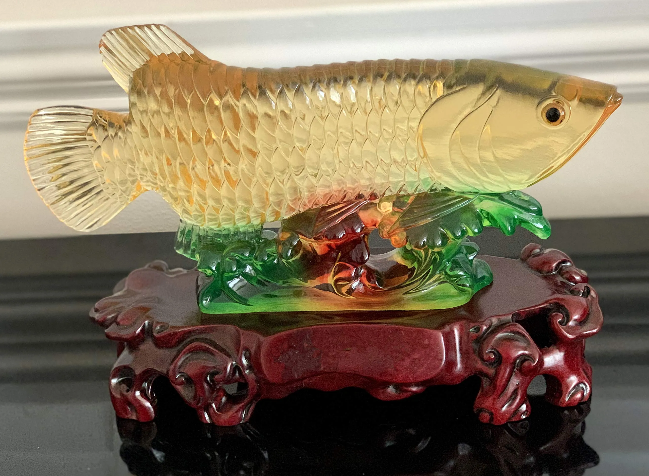 Betterdecor Feng Shui Wealth Arowana Lucky Fish Statue Figurine Home Office Decor and Best Gift -11"