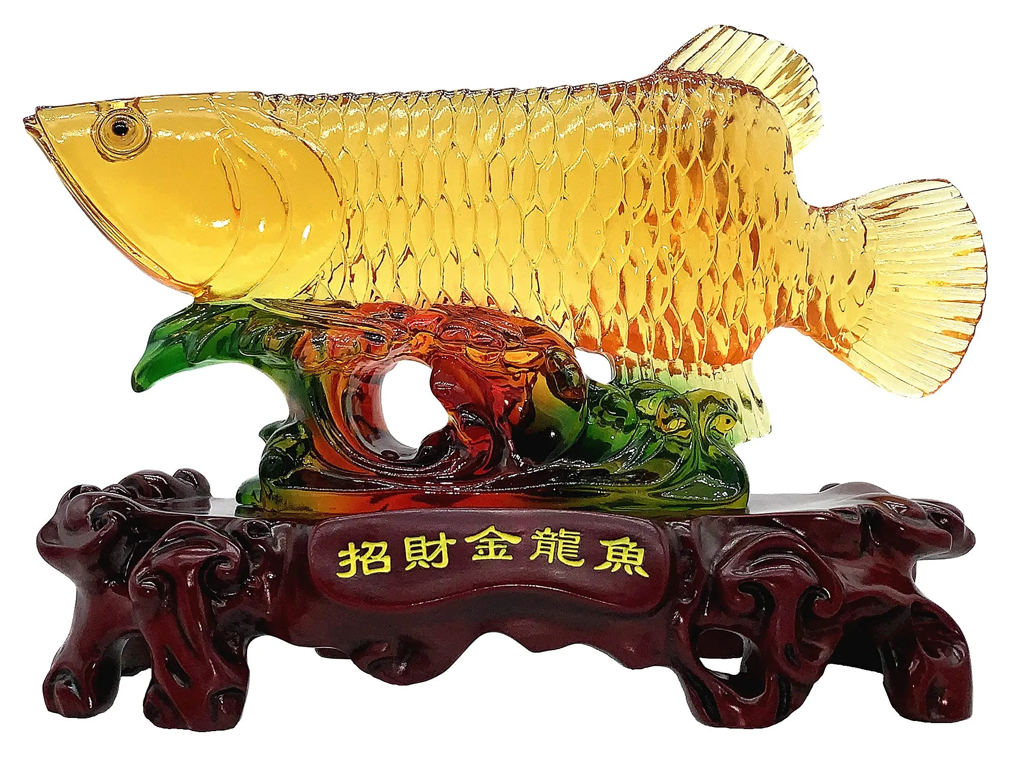 Betterdecor Feng Shui Wealth Arowana Lucky Fish Statue Figurine Home Office Decor and Best Gift -11"