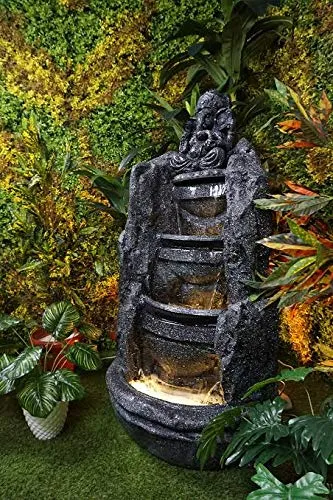 Big Bulk 4 Steps 4 Layer Big Fiber Fountain for Home Decor/Living Room/Hall/Office/Garden Fountain/Puja Room/Indoor/Outdoor(60 x60 x106 cm)