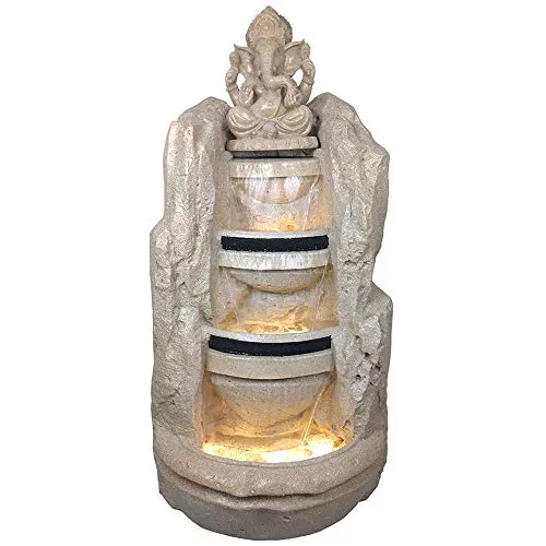 Big Bulk 4 Steps 4 Layer Big/Stone Look Fiber Fountain for Home Decor/Living Room/Hall/Office/Garden Fountain/Puja Room/Indoor/Outdoor(60 x60 x106 cm)