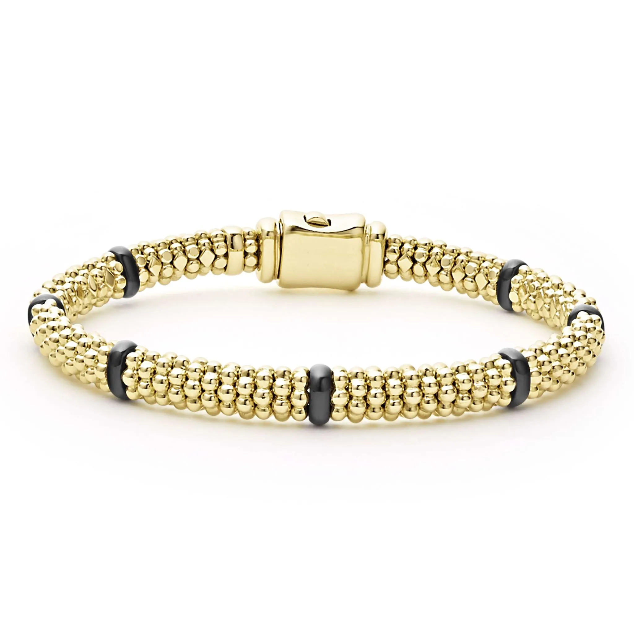 Black Caviar Ceramic and 18K Gold Caviar Bracelet | 6mm