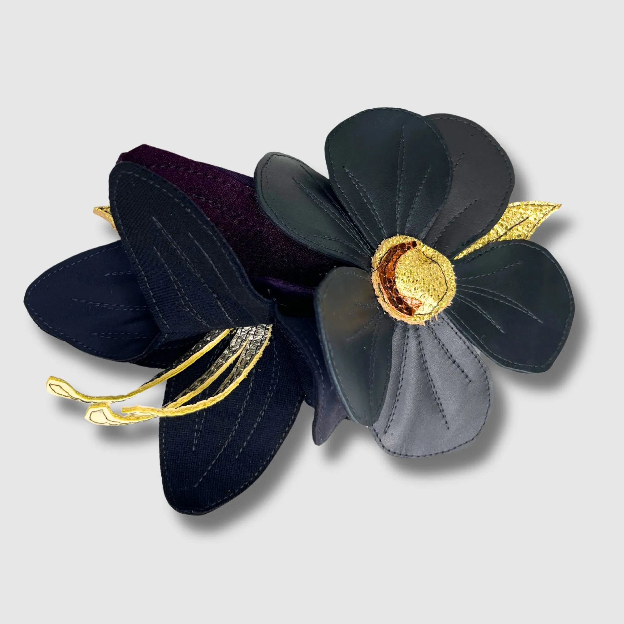 black floral hair comb