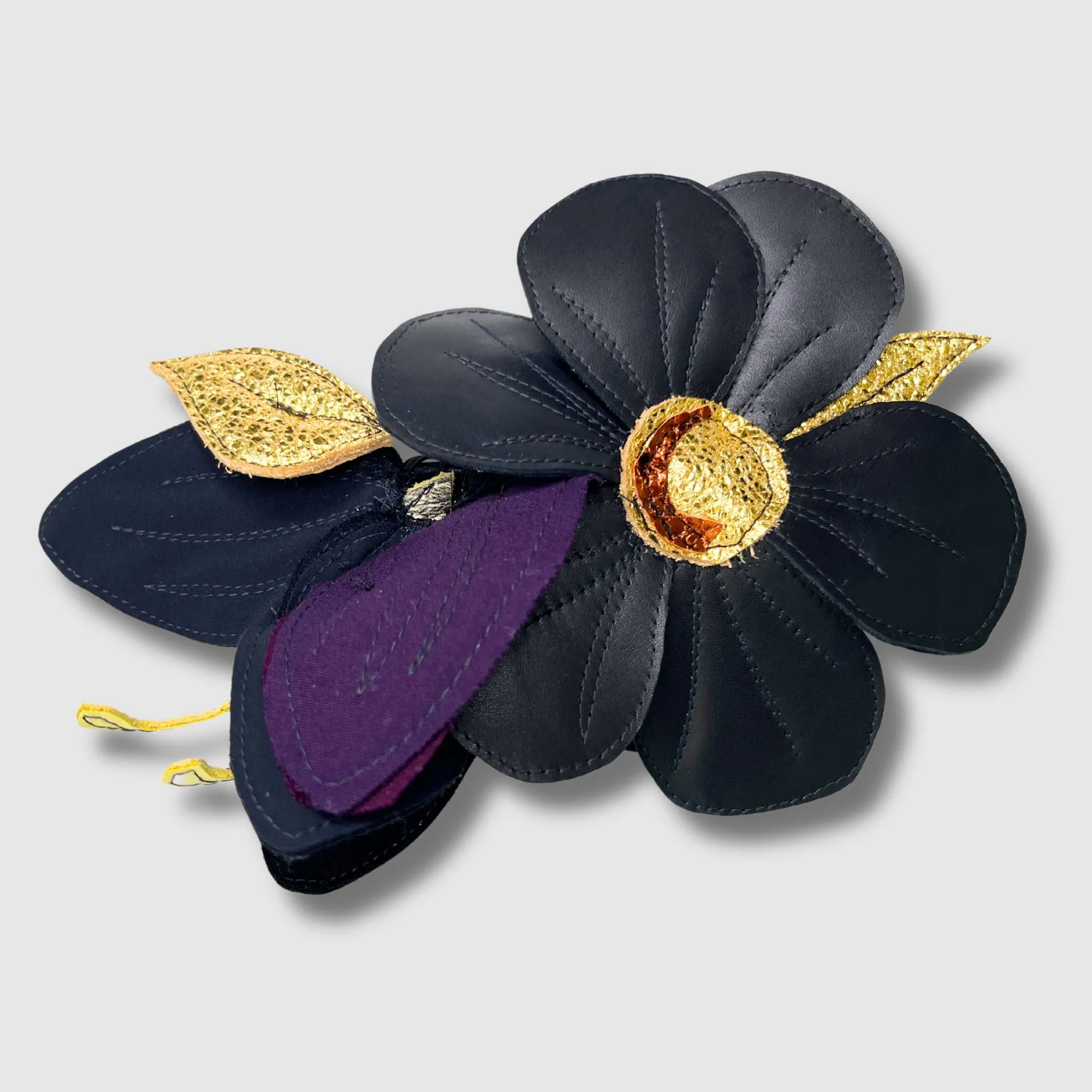 black floral hair comb