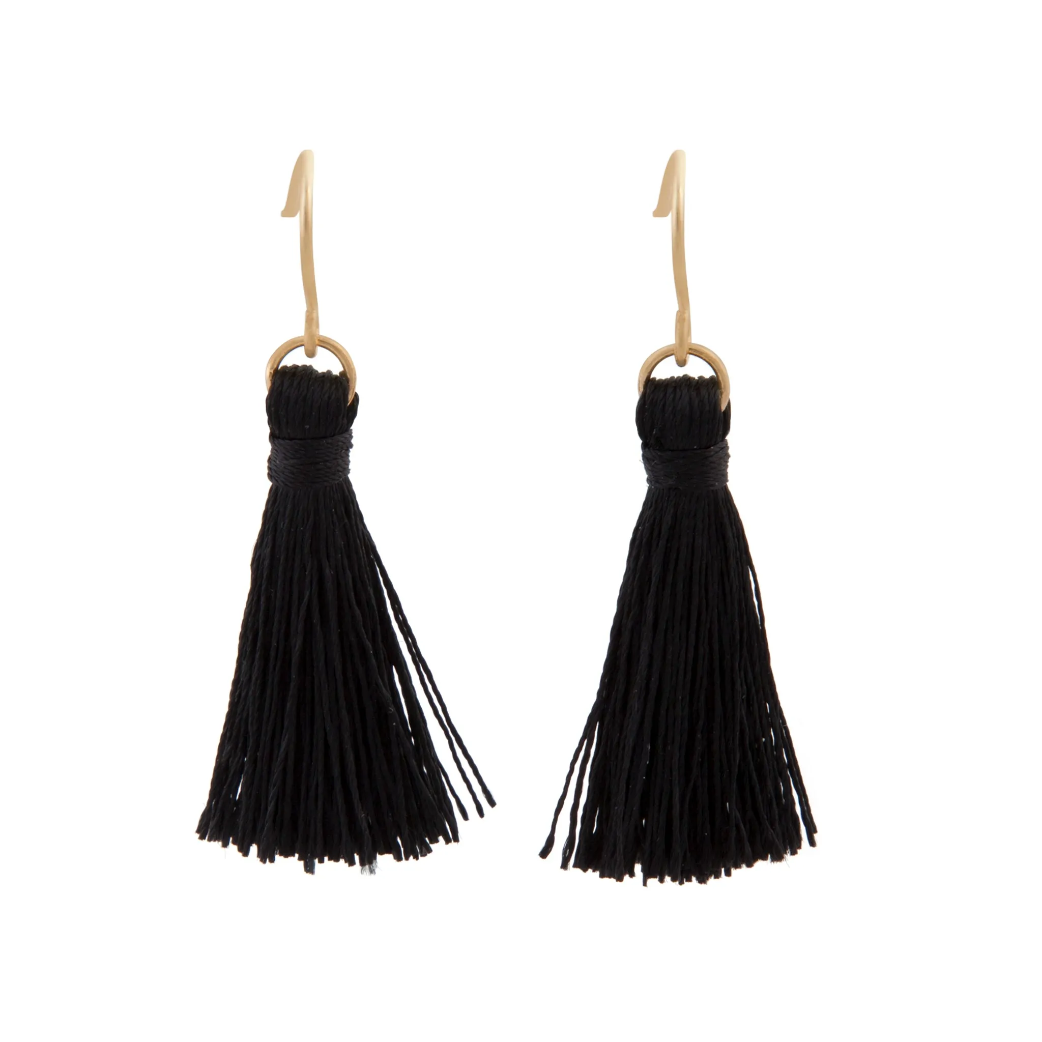 Black Mini Tassel Earrings