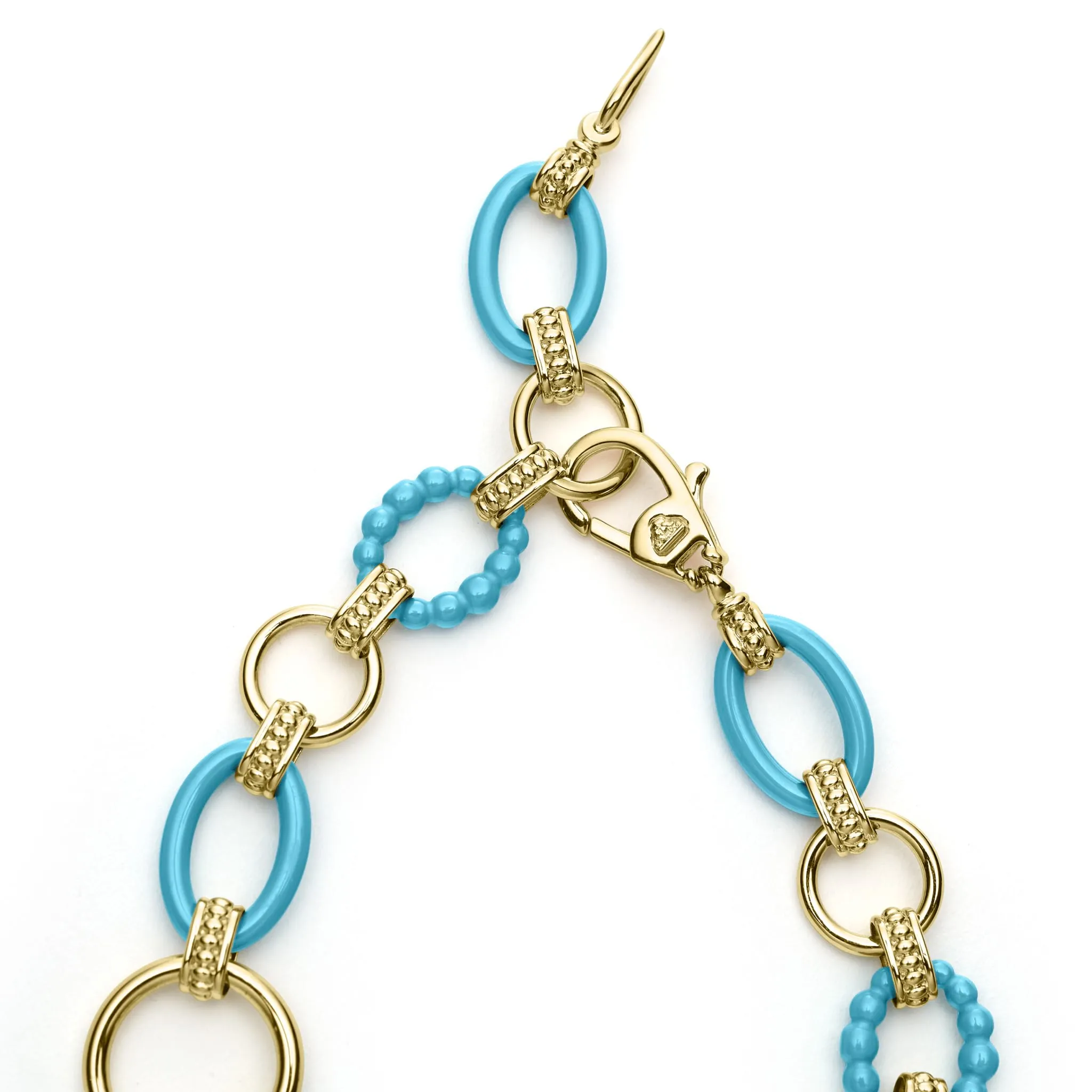 Blue Caviar 18k Gold and Blue Ceramic Link Bracelet