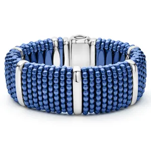 Blue Caviar Silver Station Statement Ceramic Caviar Bracelet | 23mm