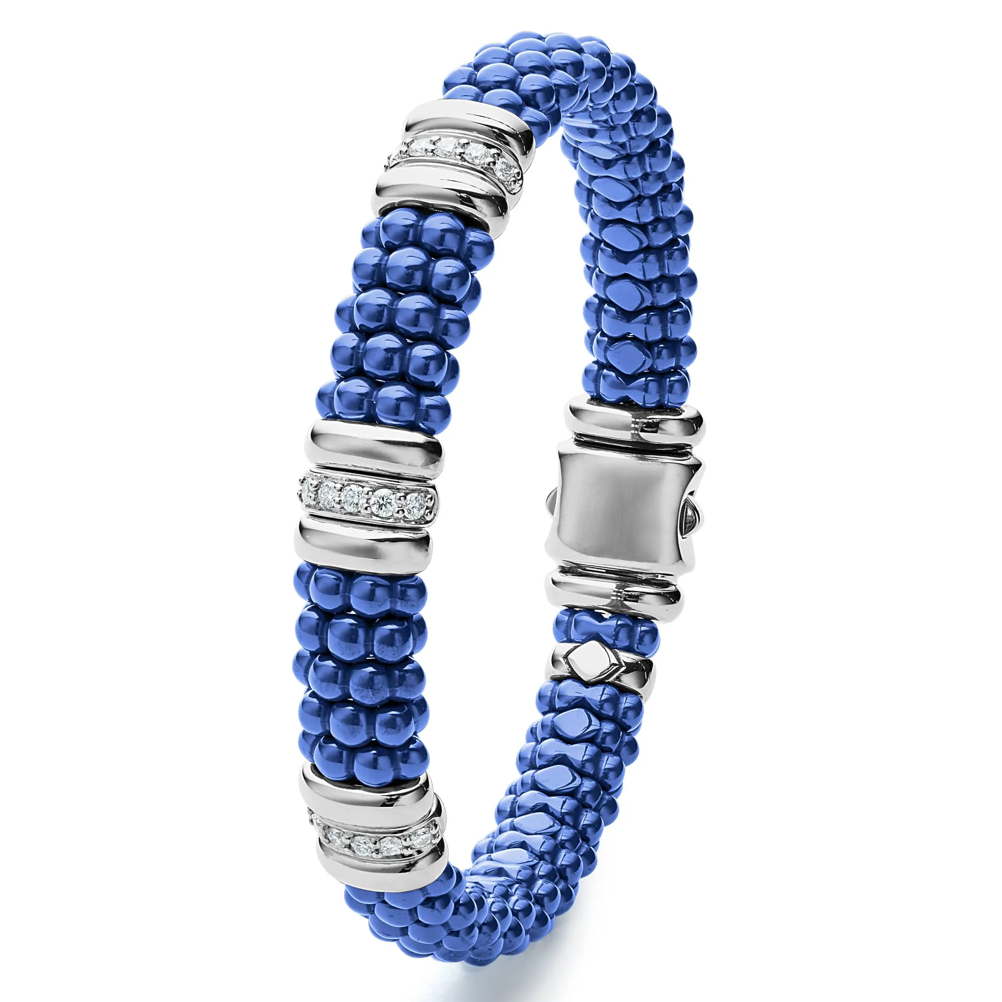 Blue Caviar Three Station Ceramic Diamond Bracelet | 9mm