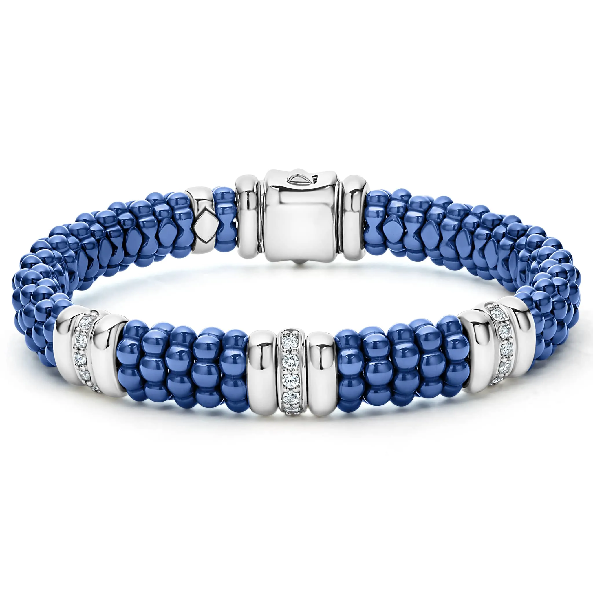 Blue Caviar Three Station Ceramic Diamond Bracelet | 9mm