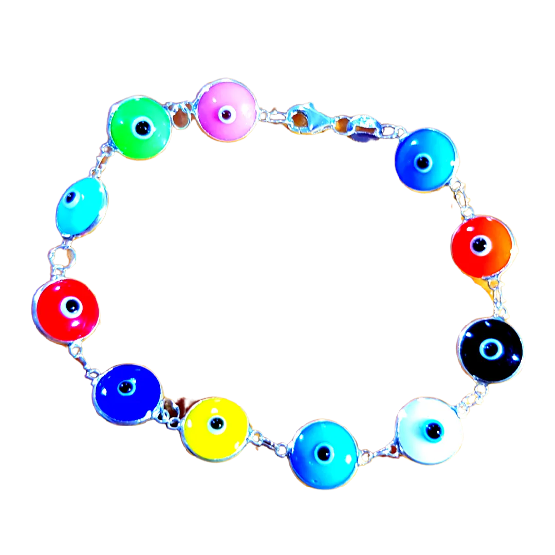 Bluenoemi Evil Eye Silver Beads Bracelet for Protection and Good Luck