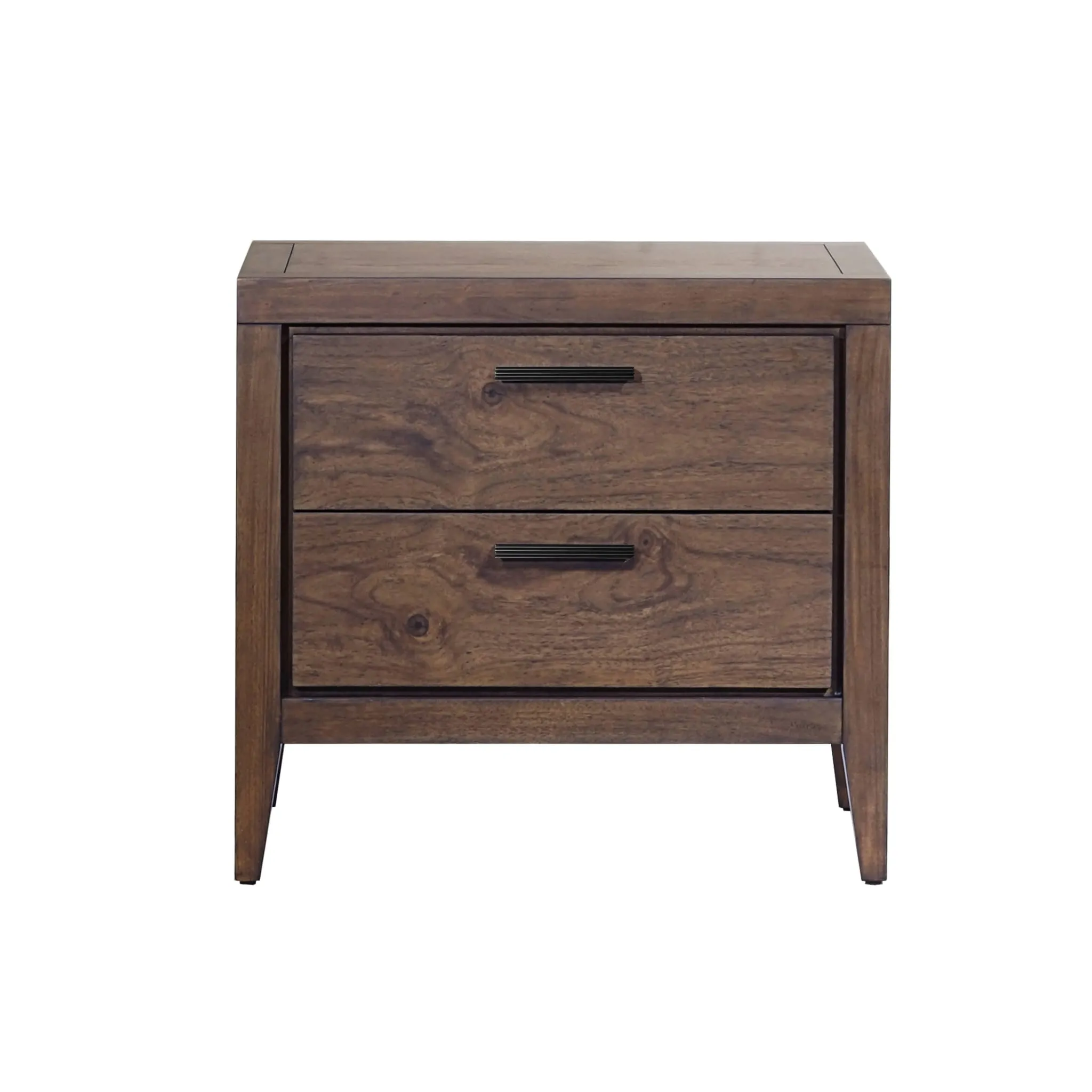 Boracay Two Drawer USB Charging Nightstand in Wild Oats Brown