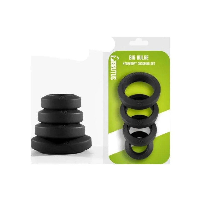 Brutus Big Bulge Silicone Cock Ring 4 Pc Set