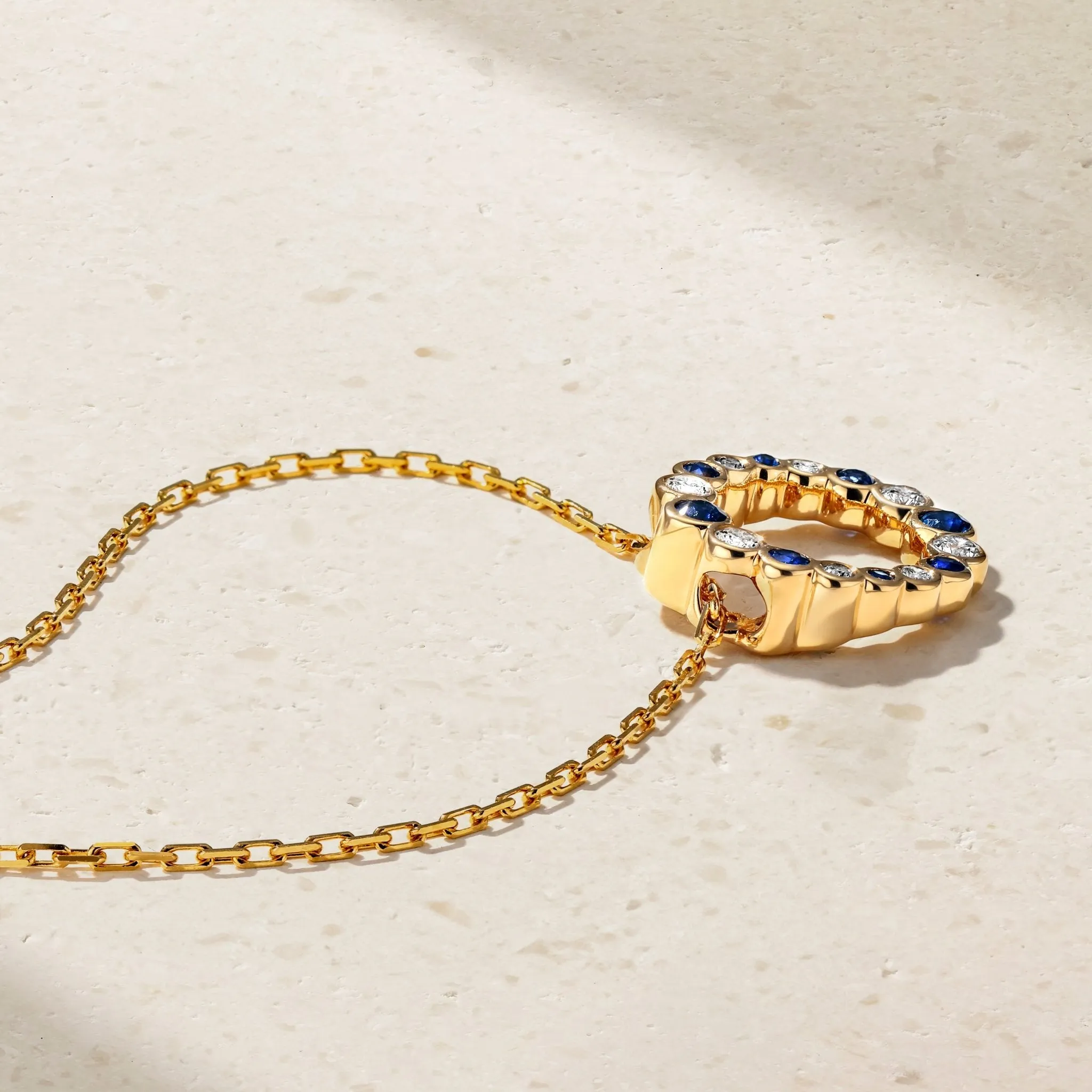 Bubbly Continuity Sapphire and Diamond Pendant