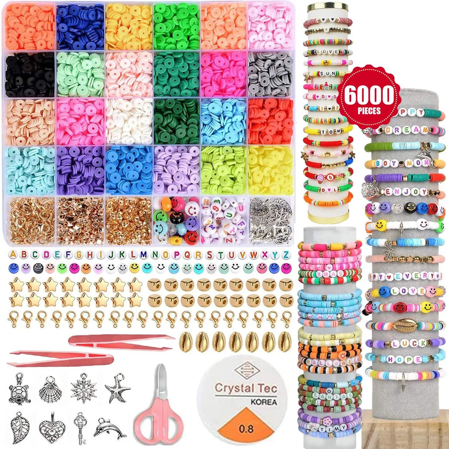 cairnsage Bracelet Making Kit 6000 Pcs-Beads For Jewellery Making-Jewellery Making Kit-Beads For Bracelet Making-Bracelet Making Kit For Girls And Adults,Multicolor