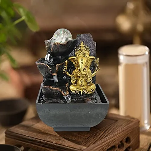 CALANDIS® Ganesha Statues Indoor Tabletop Fountain Collectibles Decorative Gift 13cmx13cmx18cm'