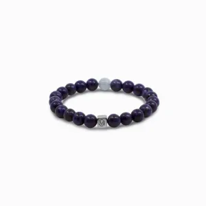 Charoite and White Moonstone Bead Bracelets