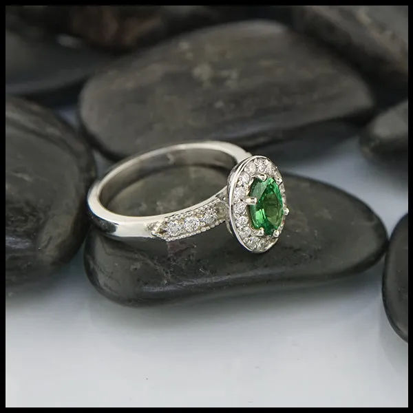 Classic Tsavorite Halo Ring