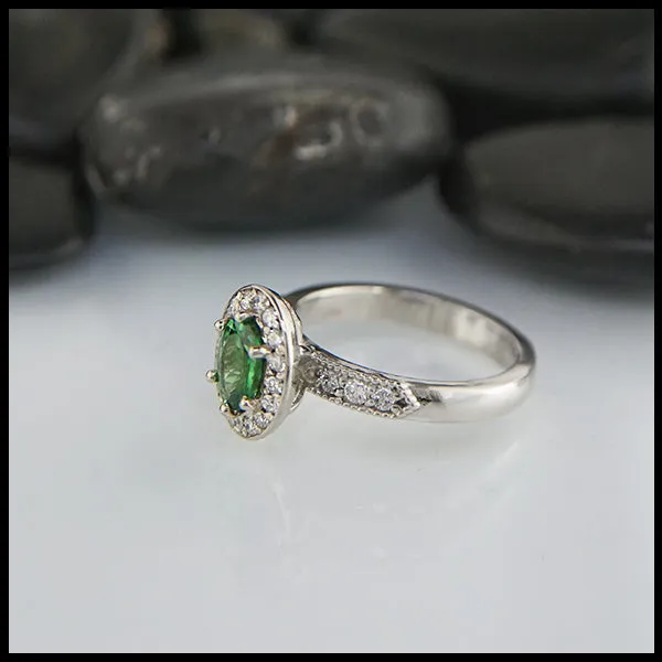 Classic Tsavorite Halo Ring