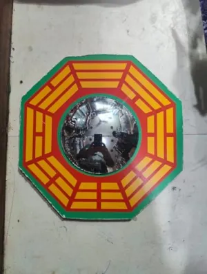 Convex Vastu Bagua Mirror for Positive Energy, Wall/Door Decor, Protection, Chinese Style, Large Size