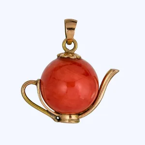 Coral Teapot Charm